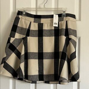 Plaid Black and Cream Women's wool lined skirt.
